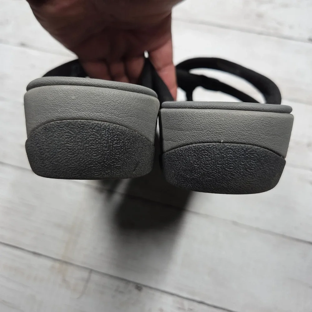 Clarks Cloudsteppers Arla Jane Flip Flop Sandals Womens 10 Black Grey Comfort‎